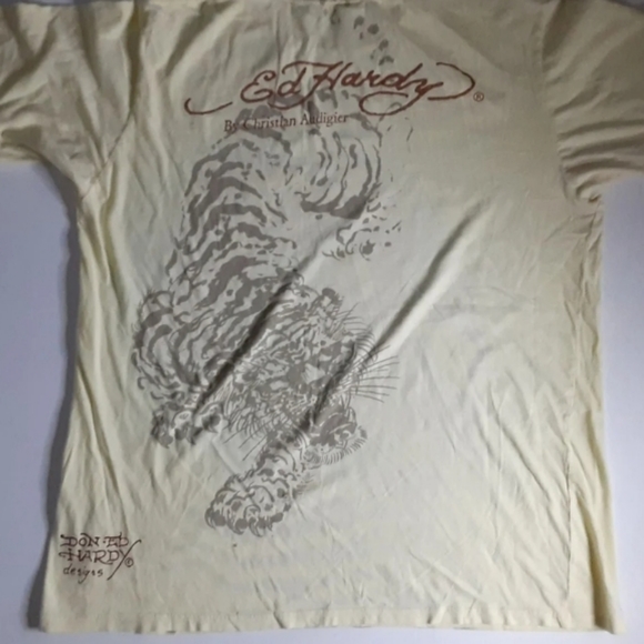 🌻SOLD🌻 Ed Hardy Men's XL Y2K 2000 Tiger Skull Cherry Blossom Graphic Tee - Picture 7 of 7